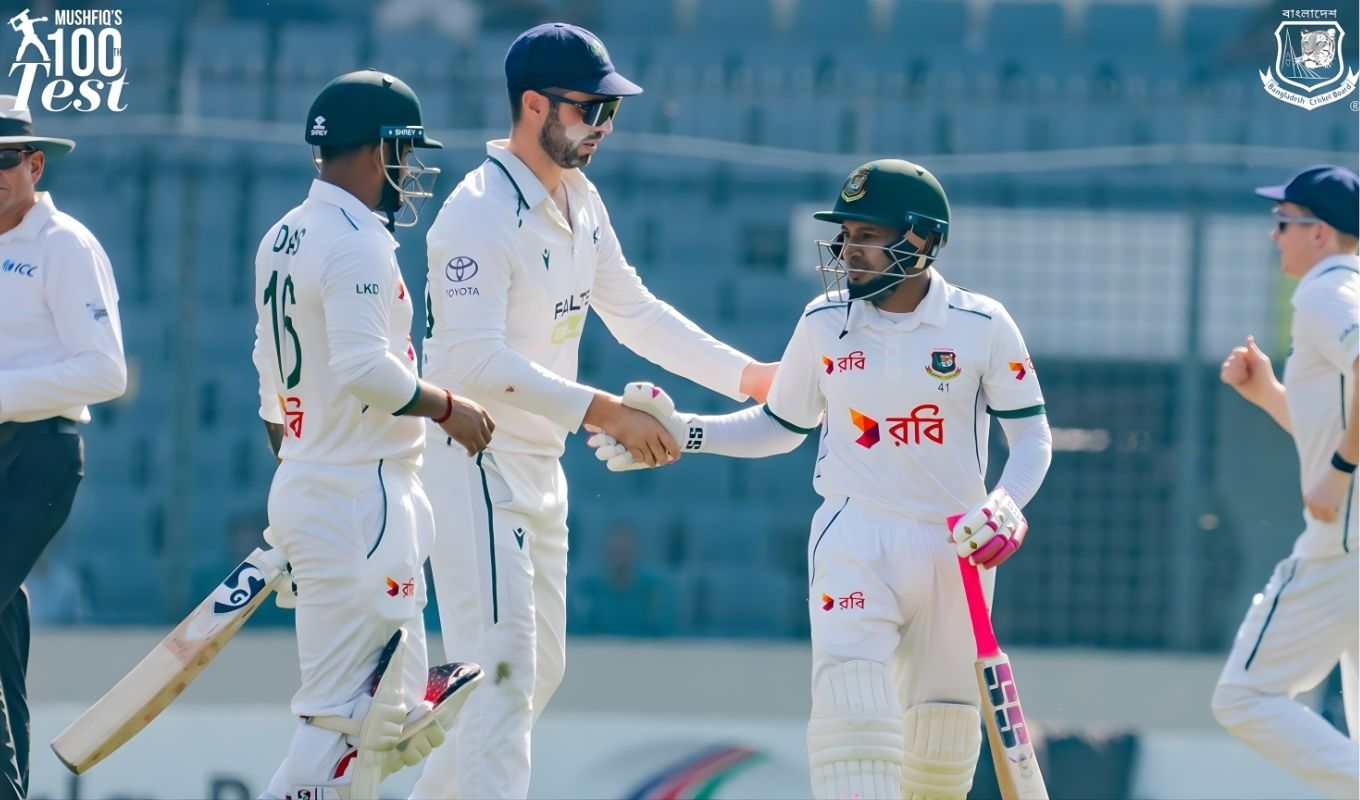 মুশফিকের শততম টেস্টে সেঞ্চুরি, লিটনের ঝড়—লাঞ্চে বাংলাদেশ দুরন্ত!