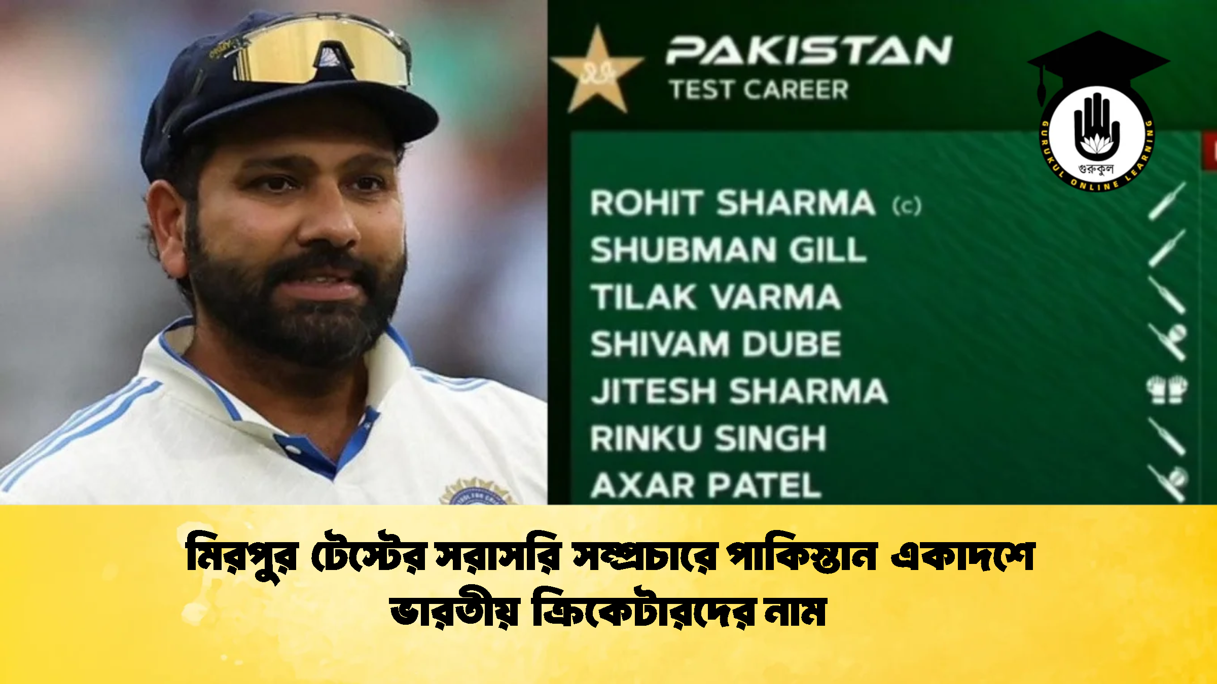 মিরপুর টেস্টের সরাসরি সম্প্রচারে পাকিস্তান একাদশে ভারতীয় ক্রিকেটারদের নাম 1 ক্রিকেট গুরুকুল, GOLN